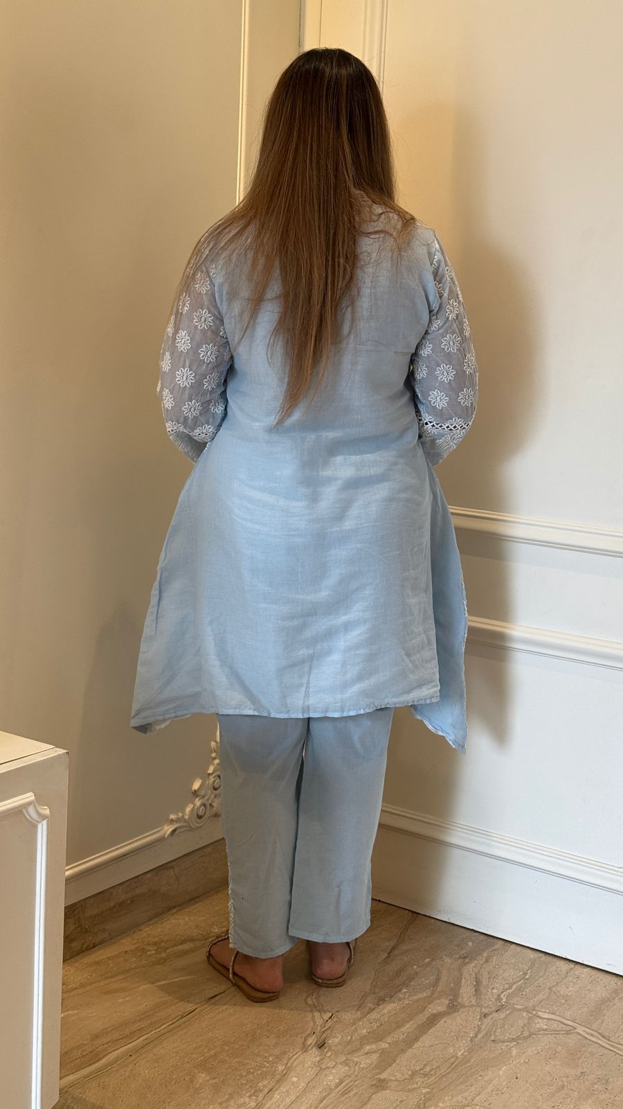 Zehra Lucknowi Elegance Set (Blue, White)